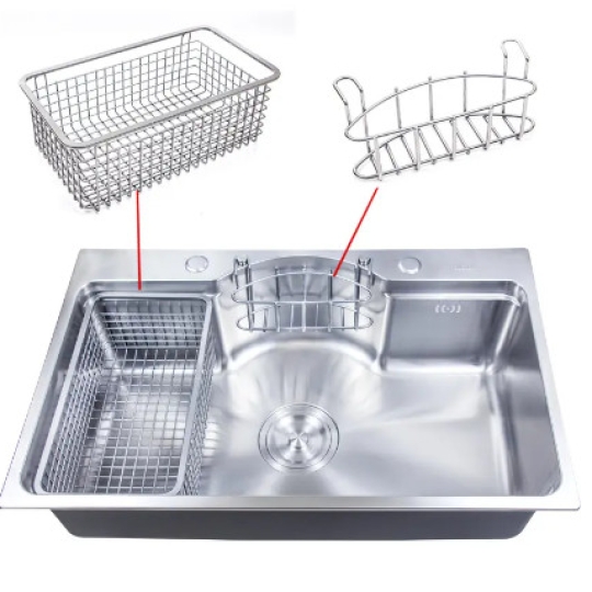 Chậu rửa chén 1 hộc khuyết giữa INOX SUS 304 mã
