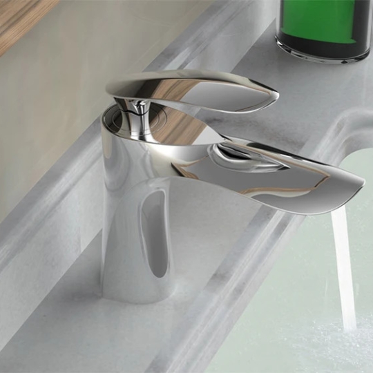 Vòi lavabo nóng lạnh đồng thau mạ crome tay chiếc lá 20cm mã số