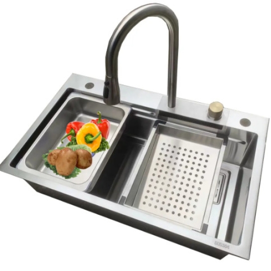 Chậu rửa chén 1 hộc vòi thác nước INOX SUS 304 mã